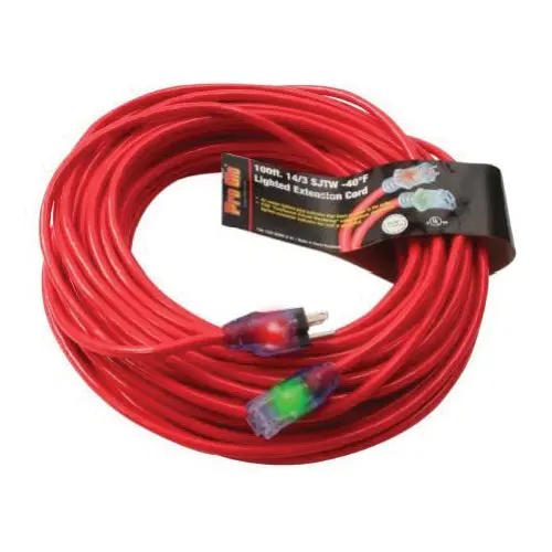 Century Wire & Cable Pro Glo 14/3 SJTW Lighted Extension Cord with Red CGM Indicator