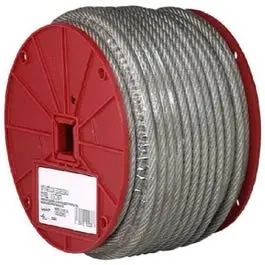 Clear Vinyl-Coated Galvanized Steel Cable – 7×19 Strand, 3/16 to 1/4 Inch Diameter, 250 Feet