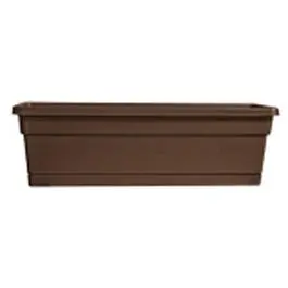 Cocoa-Colored Rolled-Rim Window Box – 24-Inch Galvanized Steel Planter