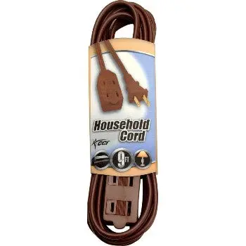 Coleman Cable Indoor Extension Cord – 9-Foot Brown Cord with Cube Tap