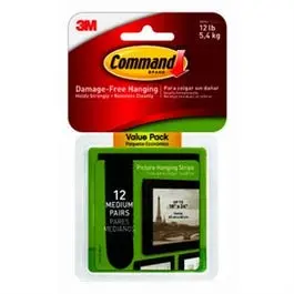 Command Medium Picture Hanging Strips – Black, 12-Pack