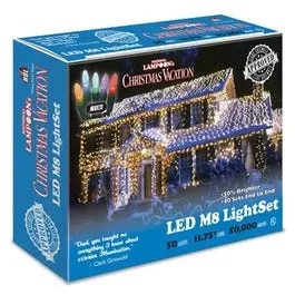 Commercial-Grade M8 LED Light String – 50-Bulb Multi-Color, Griswold-Certified