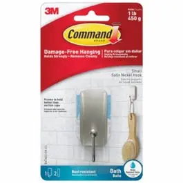 Compact Satin Nickel Bath Hook – Water-Resistant Small Design