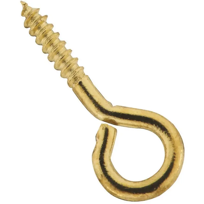 Compact Solid Brass Screw Eye – #216 Size, 7-Pack