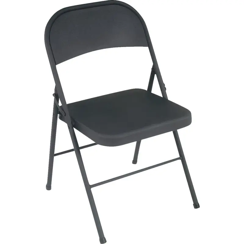 COSCO Heavy-Duty All-Steel Folding Chair – Black