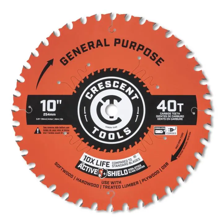 Crescent 10-Inch General Purpose Circular Saw Blade – 40-Tooth