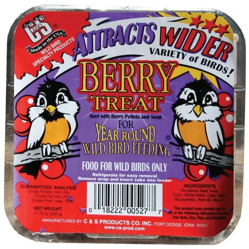 C&S Berry Treat Suet Cake – High-Energy Wild Bird Food with Real Berries