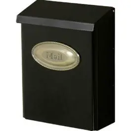 Designer Series Medium Wall-Mount Mailbox with Lock — Black Galvanized Steel, 12.5″ × 9.5″ × 4″