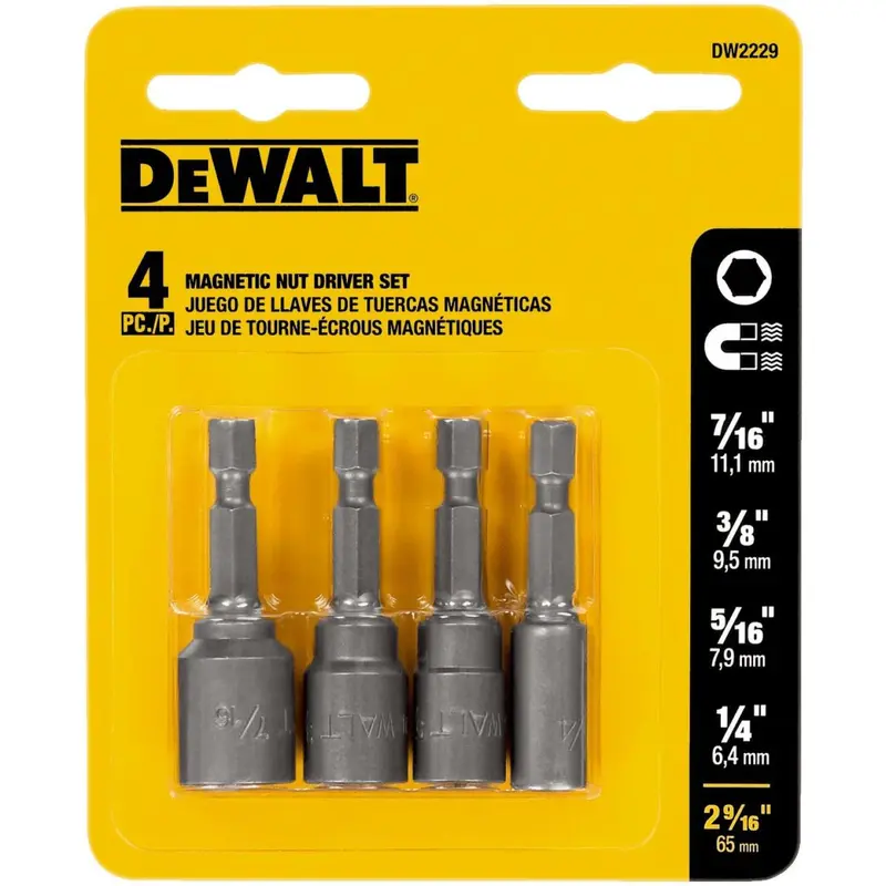 DeWalt 4-Piece Magnetic Nut Driver Bit Set for Fastening Tasks