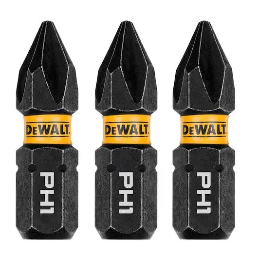 DEWALT ELITE PH1 Screwdriver Bits – 1-Inch Length, 3-Piece Pack