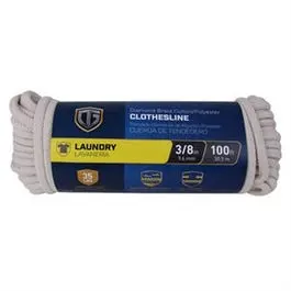 Diamond-Braided Cotton Clothesline – 3/8″ Diameter, 100-Foot Roll