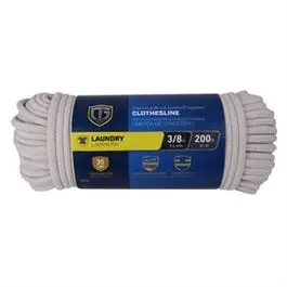 Diamond-Braided Cotton Clothesline – 3/8″ Diameter, 200-Foot Roll