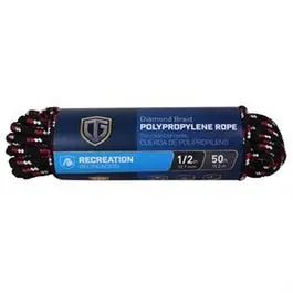 Diamond-Braided Polypropylene Rope – Heavy-Duty, 1/2-Inch × 50 Feet