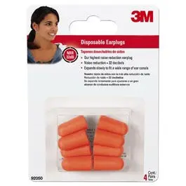 Disposable Foam Earplugs – NRR 32 dB, 4-Pair Pack