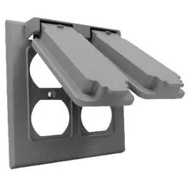 Double-Gang Gray Weatherproof Flip Cover for Exterior Outlets