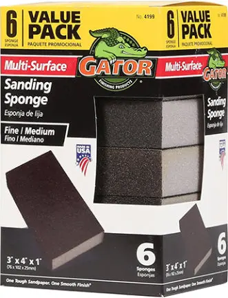 Dual-Grit Sanding Sponge Set – 120/80-Grit, 6-Pack for Coarse-to-Medium Refinishing