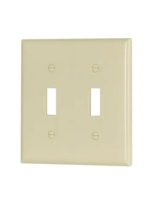 Eaton 2-Gang Ivory Toggle Switch Wallplate – Thermoset Construction