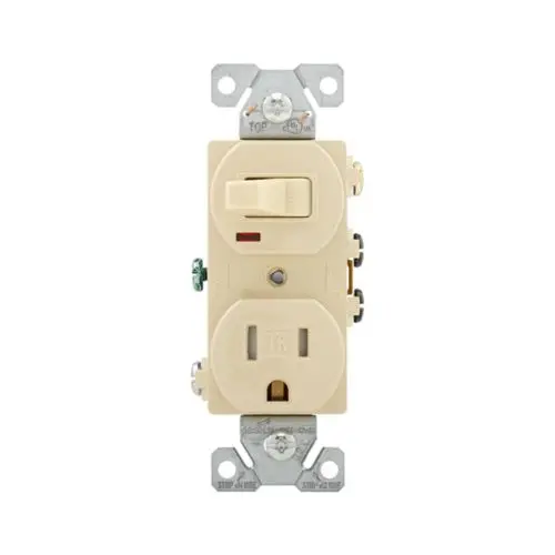 Eaton Cooper TR274V Commercial-Grade Combination Switch – Toggle + Pilot Light, 15A, 120/277V