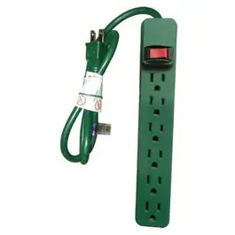 Eco-Friendly Green 6-Outlet Power Strip – Compact & Energy Efficient