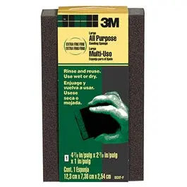 Extra-Fine to Fine Large Flexible Sanding Sponge – 4-7/8″ × 2-7/8″ × 1″