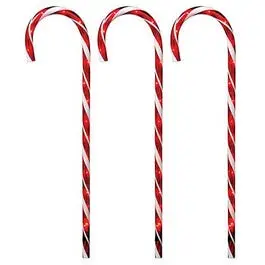 Festive Pathway Candy Cane Stake Set – Red Transparent, 27-Inch Height, 3-Pack
