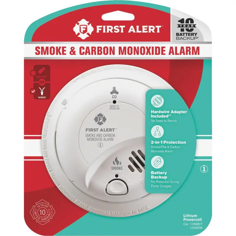 First Alert Hardwired Smoke & CO Alarm – 120V with Electrochemical/ Ionization Sensors