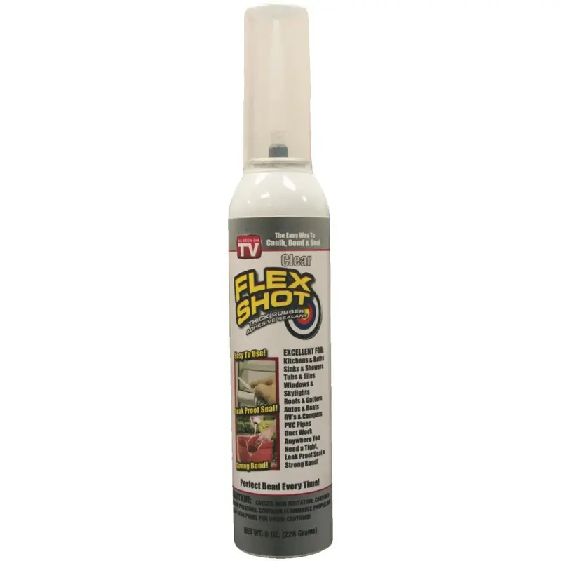 Flex Shot Clear Rubber Sealant – 8 oz. Flexible Adhesive Caulk