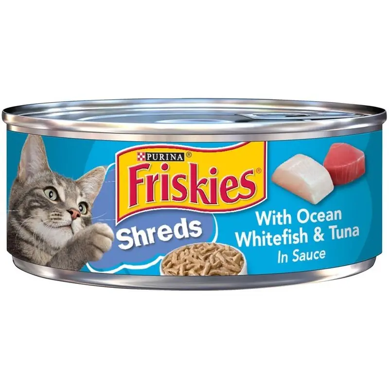 Friskies Savory Shreds Wet Cat Food – Ocean White Fish & Tuna