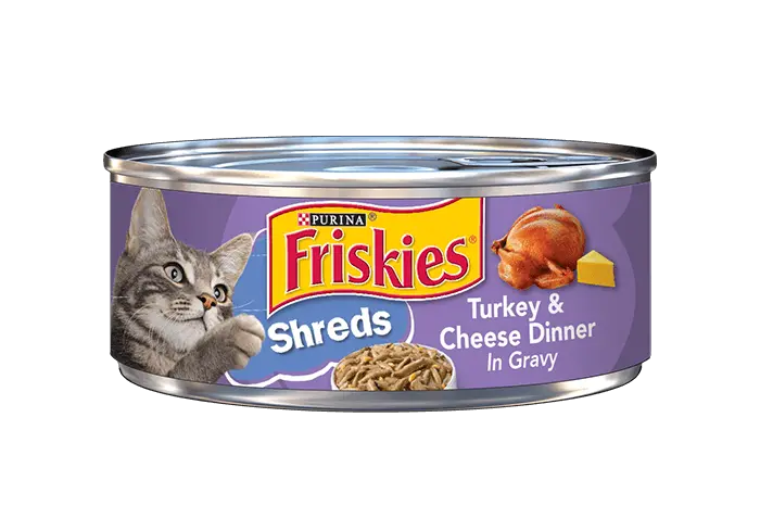 Friskies Turkey & Cheese Dinner in Gravy – Wet Cat Food Cans
