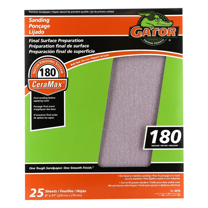 Gator Premium Ceramic Sanding Sheets – 9″ × 11″, Assorted Grits