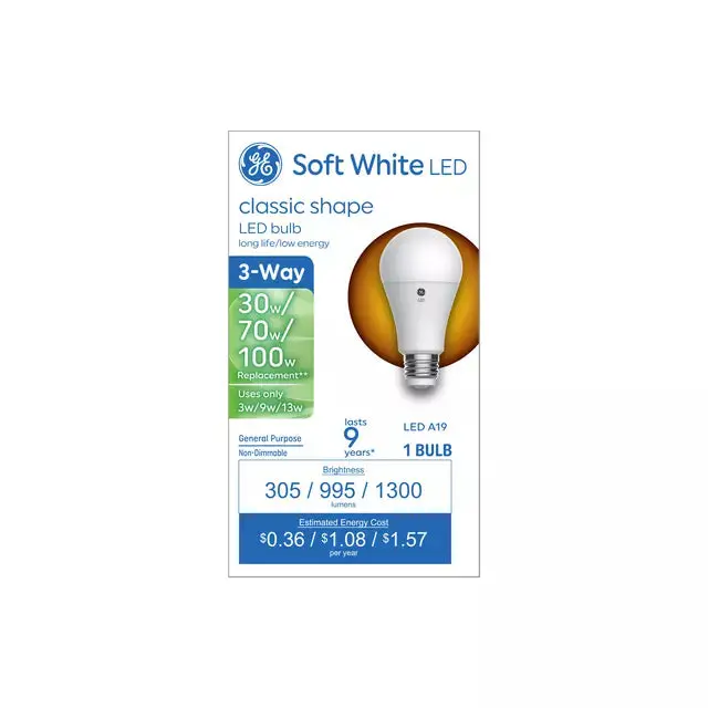 GE A19 3-Way LED Bulb – 100W/70W/30W Equivalent, Soft White, Single Pack