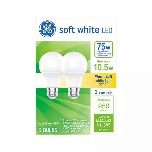 GE A19 LED Bulbs – 75W Equivalent, Soft White General Purpose Lighting