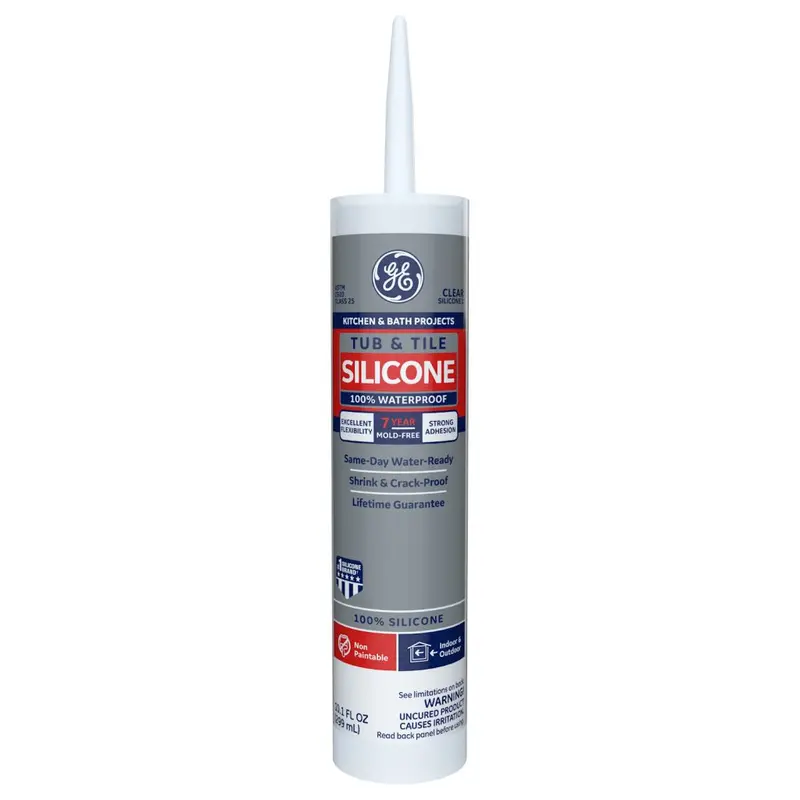 GE Sealants Tub & Tile Silicone Caulk – Clear, 10.1 oz Tube