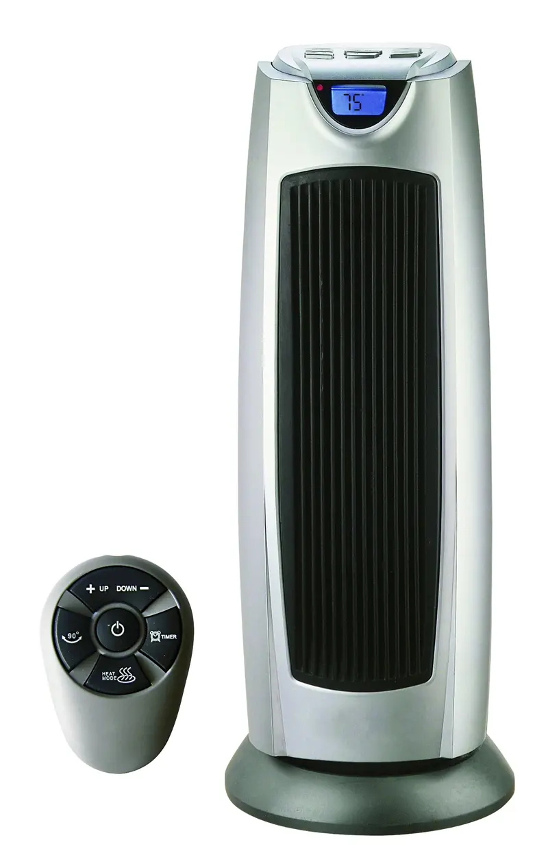 Geneva Industrial Oscillating Tower Heater – 1500W Ceramic Heating System with 2 Fan Speeds and Remote Control
