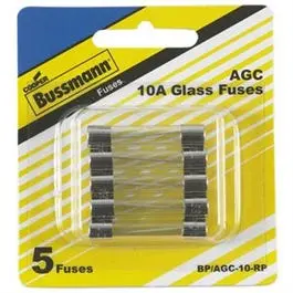 Glass Tube Automotive Fuses – 10 Amp, 0.25″ x 1.25″, 5-Pack