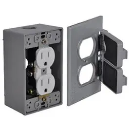 Gray Duplex Outlet Installation Kit – Includes Cover and Mounting Hardware