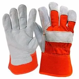 Gray Split-Leather Work Gloves – Size Large