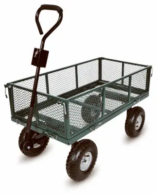 Green Thumb 4-Wheel Garden Cart with Detachable Mesh Side Panels