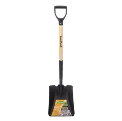 Green Thumb Square-Point Transfer Shovel – D-Handle Wood Shaft, Garden Utility Tool