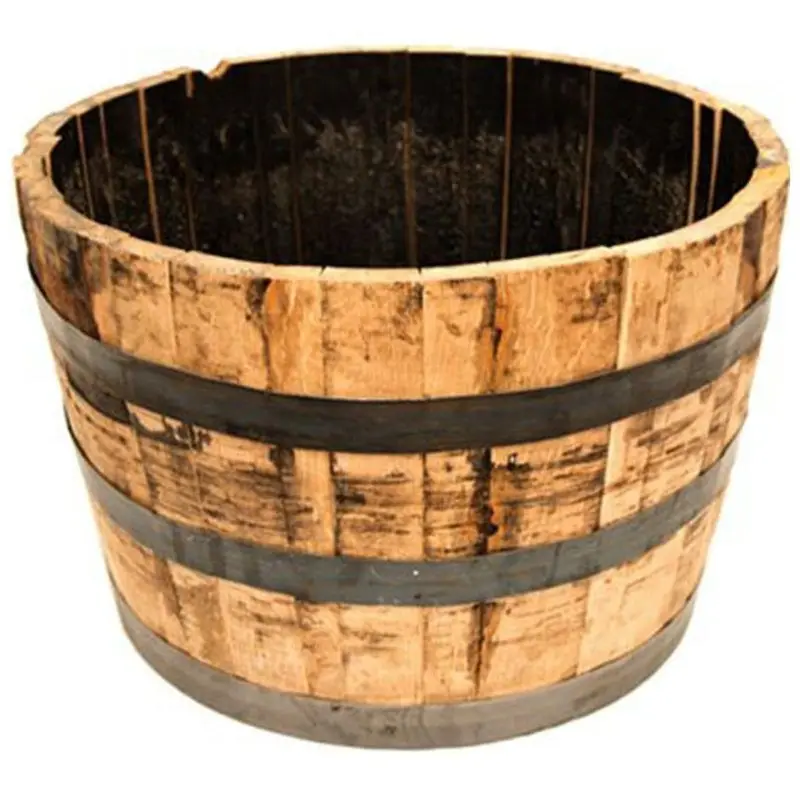 Half Oak Whiskey Barrel Planter – Rustic Outdoor Garden Container