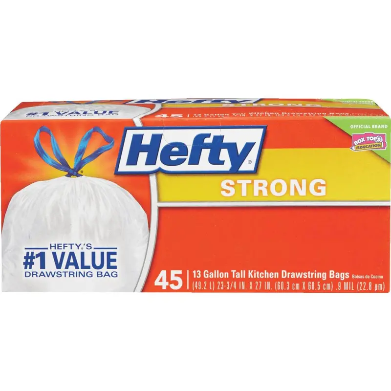 Hefty 13-Gallon Tall Kitchen Trash Bags – White, 45-Pack