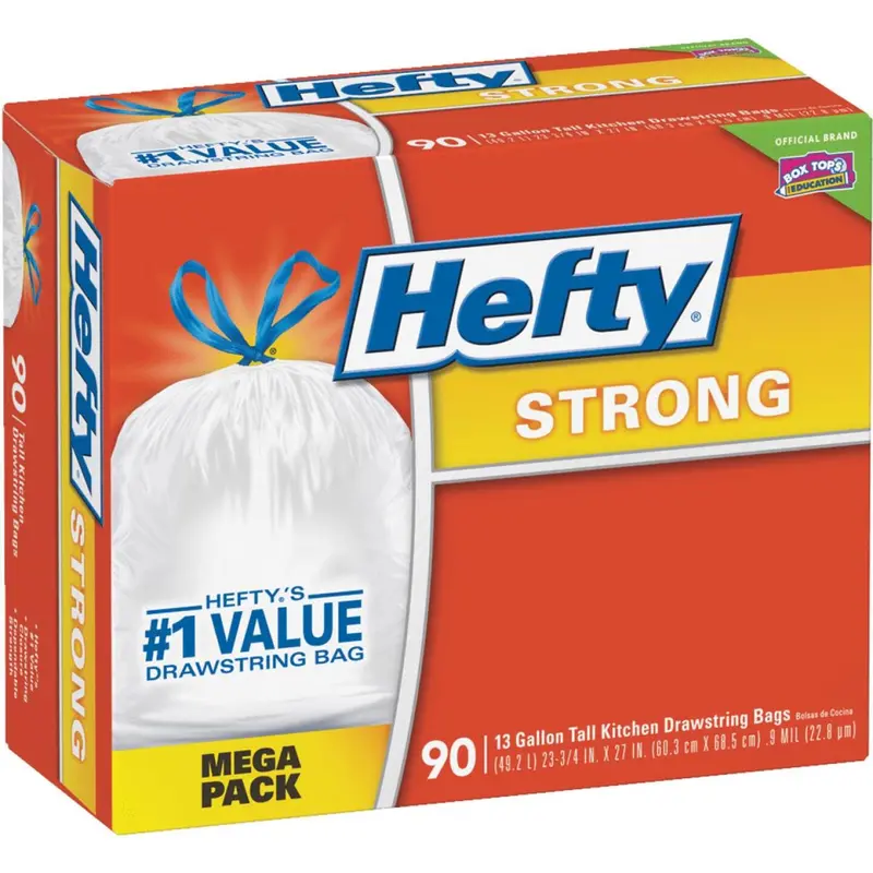 Hefty 13-Gallon Tall Kitchen Trash Bags – White, 90-Count Value Pack