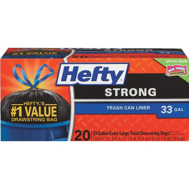 Hefty Strong 33-Gallon Extra-Large Black Trash Bags – 20 Count
