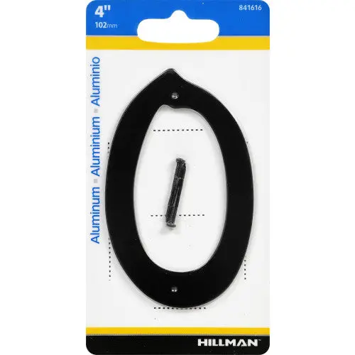 Hillman Aluminum Nail-On House Number ‘0’ – Sleek Exterior Number Plate