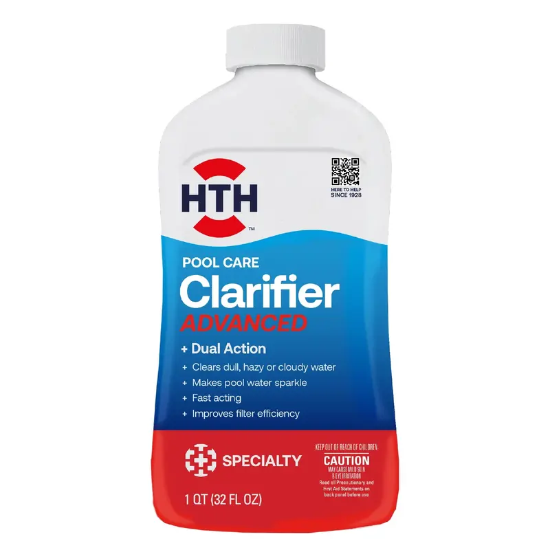 HTH Pool Care Advanced Clarifier – Clear Water Formula, 1 Quart Bottle