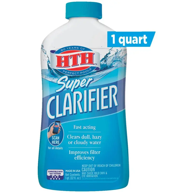 HTH Super-Concentrated Liquid Pool Clarifier – Rapid Clarity Boost, 1 Quart