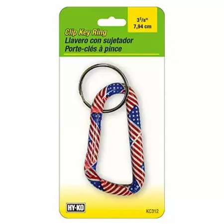 Hy-Ko Large Flag-Style Carabiner Key Ring