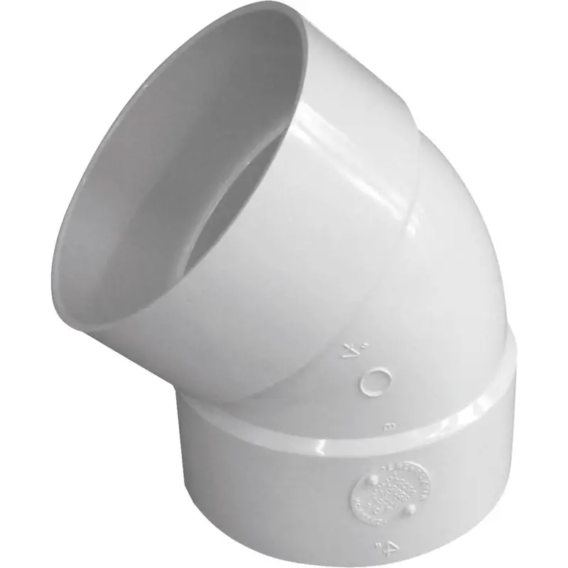 IPEX Canplas SDR 35 4″ PVC 45° Elbow (1/8 Bend) for Drain Applications
