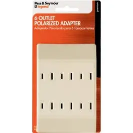 Ivory 15A Polarized 6-Outlet Tap Adapter