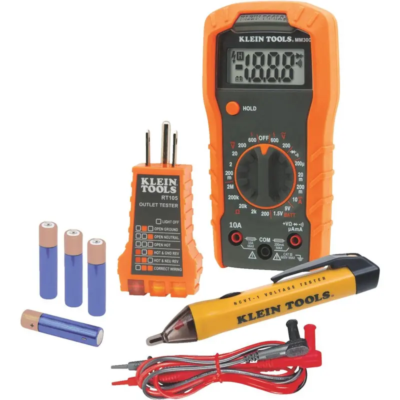 Klein 3-Piece Digital Multimeter Test Kit with Probes